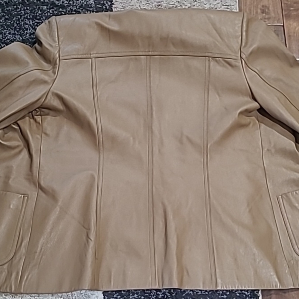 Talbots Camel / Light Tan Brown Jacket - Real Leather - Size 12 - Picture 3 of 7